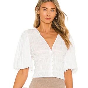 Frame Julianne Top in Blanc Button-Up Blouse